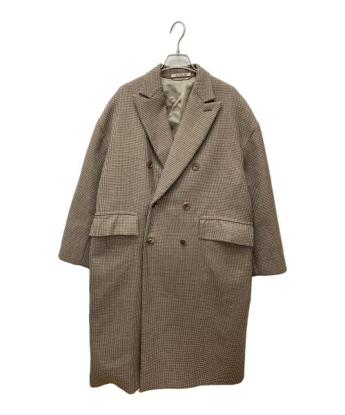 AURALEE（オーラリー）AURALEE (オーラリー) DOUBLE FACE CHECK DOUBLE - BREASTED COAT A8AC03BN ブラウンの古着・服飾アイテム