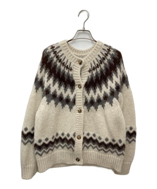 BATONER（バトナ―）BATONER (バトナ―) MOHAIR NORDIC CREW NECK CARDIGAN BN-20FL-056 ベージュ サイズ:2の古着・服飾アイテム
