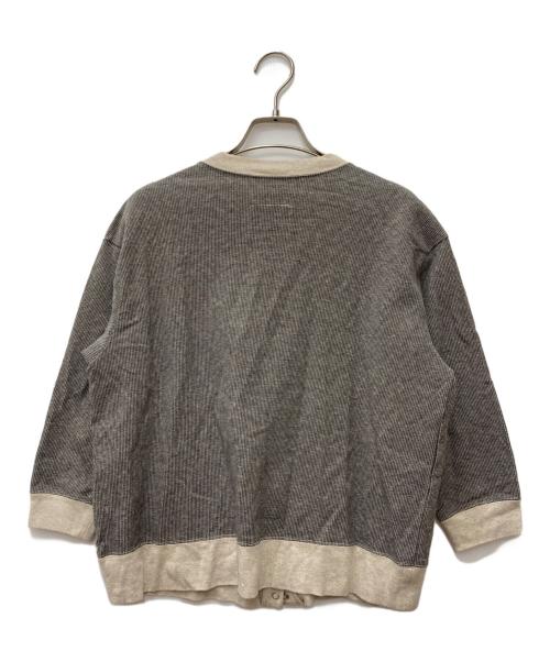 Hands of creation（ハンズオブクリエイション）Hands of creation (ハンズオブクリエイション) ラフィカノコ ミジンボーダー 7分袖スナップC/D　1320822 グレー サイズ:Freeの古着・服飾アイテム