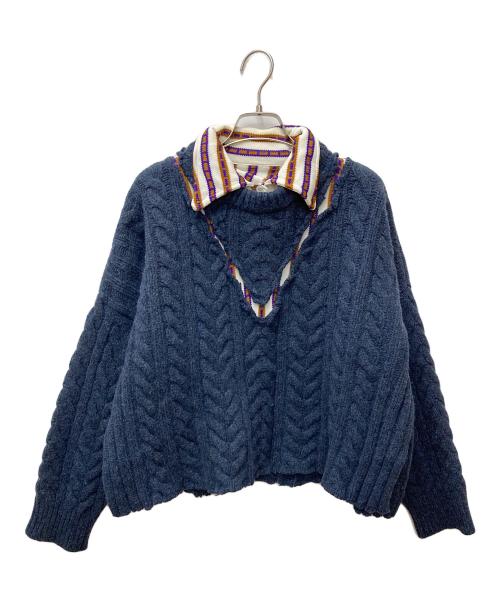 Maison Margiela（メゾンマルジェラ）Maison Margiela (メゾンマルジェラ) ドッキングケーブルポロニット S29GP0051 S15832 ネイビー サイズ:Sの古着・服飾アイテム