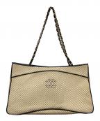 CHANELシャネル）の古着「マイクロキルティングキャンバスチェーンショルダーバッグ」｜ベージュ