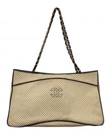 CHANEL（シャネル）の古着「マイクロキルティングキャンバスチェーンショルダーバッグ」｜ベージュ