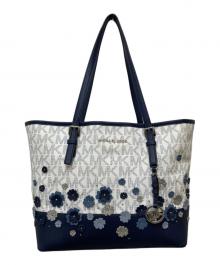 MICHAEL MICHAEL KORS（マイケル マイケルコース）の古着「フラワーモチーフトートバッグ」｜ネイビー