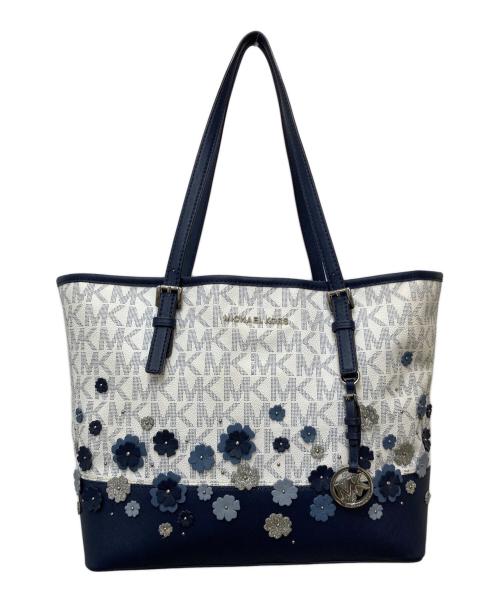 MICHAEL MICHAEL KORS（マイケル マイケルコース）MICHAEL MICHAEL KORS (マイケル マイケルコース) フラワーモチーフトートバッグ ネイビーの古着・服飾アイテム