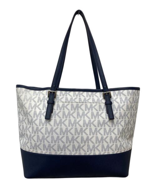 MICHAEL MICHAEL KORS（マイケル マイケルコース）MICHAEL MICHAEL KORS (マイケル マイケルコース) フラワーモチーフトートバッグ ネイビーの古着・服飾アイテム