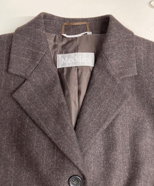 MaxMara（マックスマーラ）MaxMara (マックスマーラ) ストライプスカートセットアップ ブラウン サイズ:42の古着・服飾アイテム