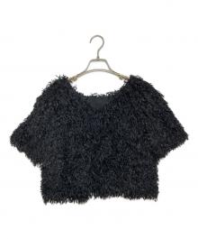 CADUNE（カデュネ）の古着「ふわふわ半袖トップス」｜ブラック