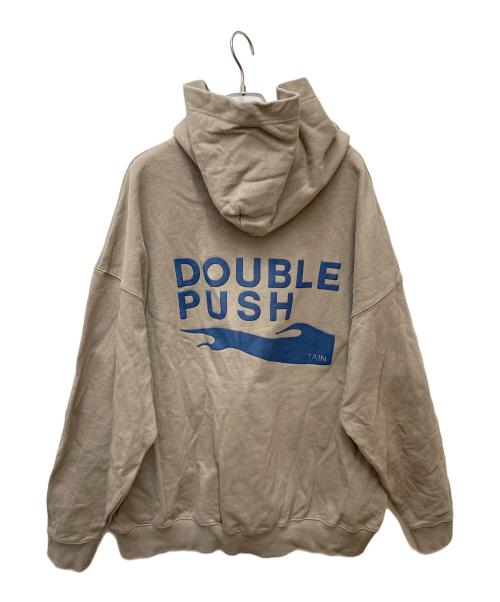 TAIN DOUBLE PUSH（タイン ダブルプッシュ）TAIN DOUBLE PUSH (タイン ダブルプッシュ) TAIN SWEAT HEAVY HOODIE 21TN-PK43 ベージュ サイズ:Lの古着・服飾アイテム