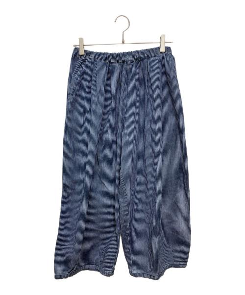 Marble SUD（マーブルシュッド）Marble SUD (マーブルシュッド) ヒッコリー裾タックボリュームパンツ スカイブルー サイズ:Freeの古着・服飾アイテム