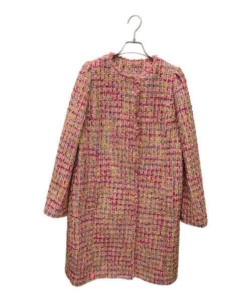 Mystrada（マイストラーダ）Mystrada (マイストラーダ) ツイードロングジャケット 32343821-2 ピンク サイズ:38の古着・服飾アイテム