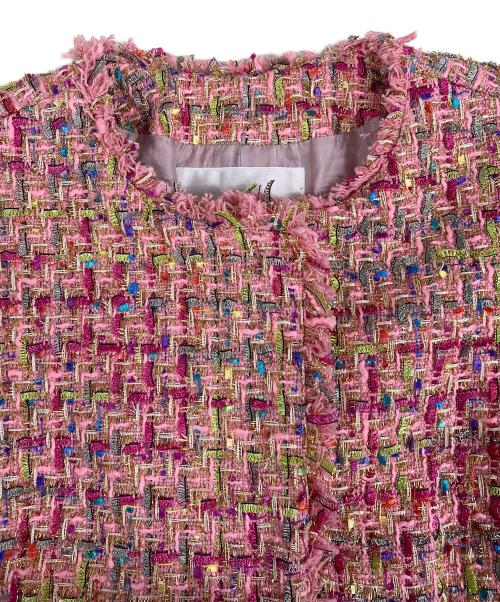 Mystrada（マイストラーダ）Mystrada (マイストラーダ) ツイードロングジャケット 32343821-2 ピンク サイズ:38の古着・服飾アイテム