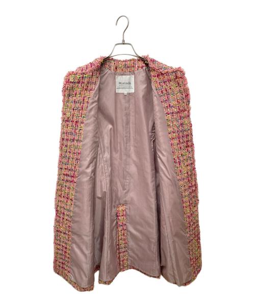 Mystrada（マイストラーダ）Mystrada (マイストラーダ) ツイードロングジャケット 32343821-2 ピンク サイズ:38の古着・服飾アイテム