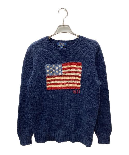 POLO RALPH LAUREN（ポロ・ラルフローレン）POLO RALPH LAUREN (ポロ・ラルフローレン) 星条旗ニット ネイビー サイズ:Lの古着・服飾アイテム