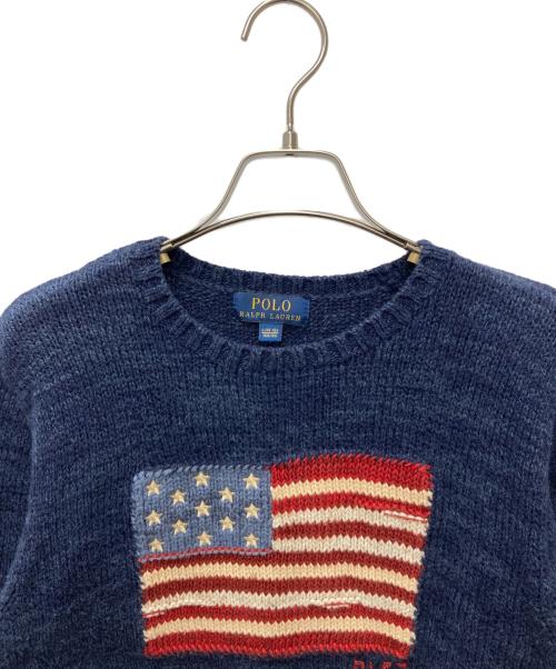 POLO RALPH LAUREN（ポロ・ラルフローレン）POLO RALPH LAUREN (ポロ・ラルフローレン) 星条旗ニット ネイビー サイズ:Lの古着・服飾アイテム