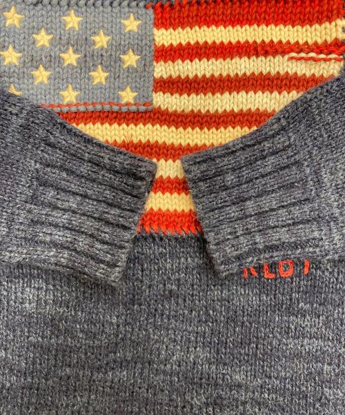POLO RALPH LAUREN（ポロ・ラルフローレン）POLO RALPH LAUREN (ポロ・ラルフローレン) 星条旗ニット ネイビー サイズ:Lの古着・服飾アイテム