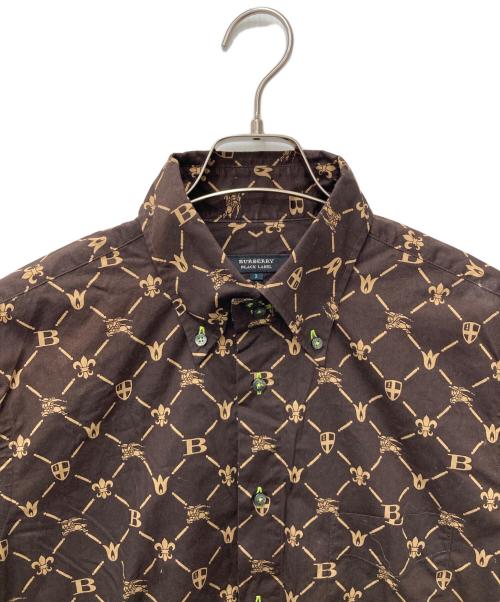 BURBERRY BLACK LABEL（バーバリーブラックレーベル）BURBERRY BLACK LABEL (バーバリーブラックレーベル) 総柄シャツ ブラウン サイズ:3の古着・服飾アイテム