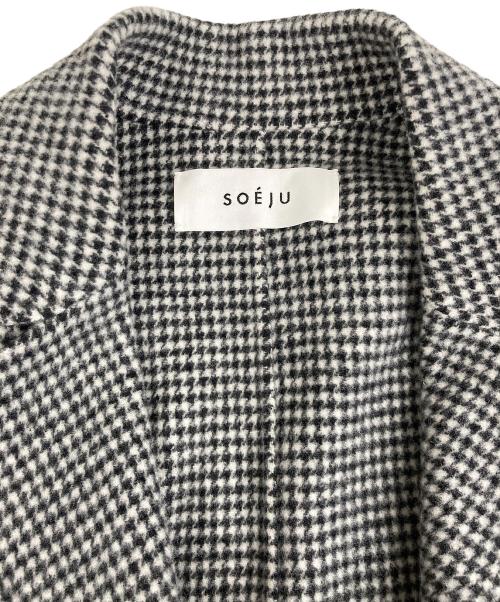 SOEJU（ソージュ）SOEJU (ソージュ) ウールリバーローブコート ホワイト×ブラック サイズ:Mの古着・服飾アイテム