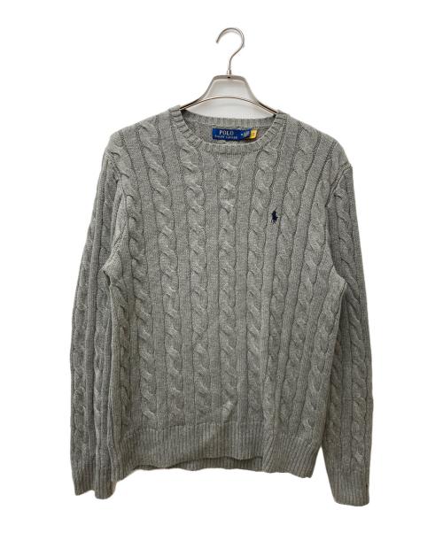 POLO RALPH LAUREN（ポロ・ラルフローレン）POLO RALPH LAUREN (ポロ・ラルフローレン) ケーブルニットコットンセーター グレー サイズ:Mの古着・服飾アイテム