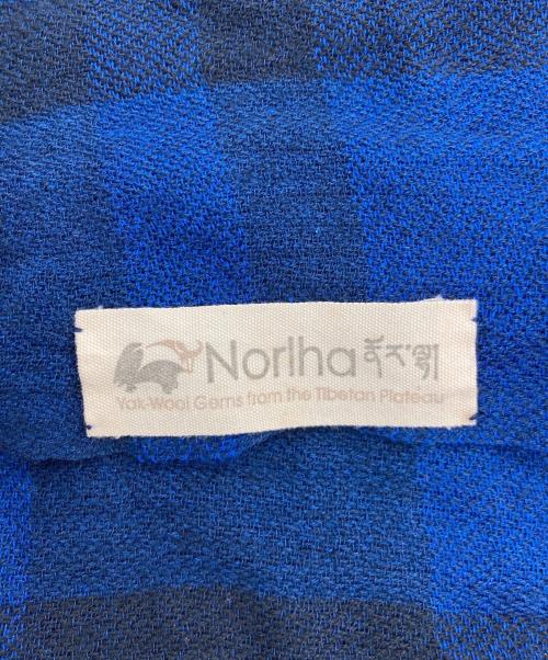 norlha（ノラ）norlha (ノラ) ストール ブルー×ブラックの古着・服飾アイテム