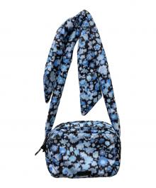 GANNI（ガニー）の古着「フラワープリントショルダーバッグ」｜ブルー×ブラック