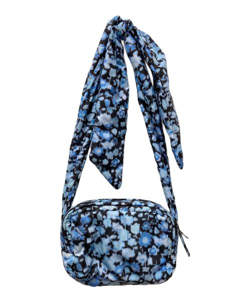 GANNI（ガニー）GANNI (ガニー) フラワープリントショルダーバッグ ブルー×ブラックの古着・服飾アイテム
