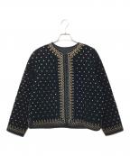 Ample×TORRAZZO DONNAアンプル×トラッゾドンナ）の古着「ドット刺繍ベロアキルティングジャケット 6254-511」｜ブラック