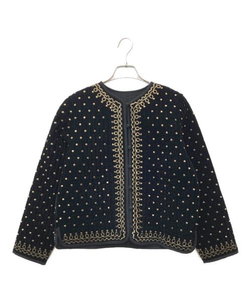 Ample（アンプル）Ample (アンプル) TORRAZZO DONNA (トラッゾドンナ) ドット刺繍ベロアキルティングジャケット 6254-511 ブラック サイズ:表記なしの古着・服飾アイテム