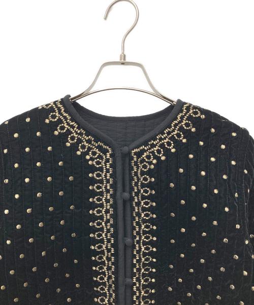 Ample（アンプル）Ample (アンプル) TORRAZZO DONNA (トラッゾドンナ) ドット刺繍ベロアキルティングジャケット 6254-511 ブラック サイズ:表記なしの古着・服飾アイテム