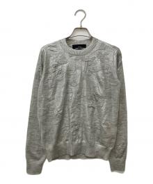 tricot COMME des GARCONS（トリココムデギャルソン）の古着「箔加工 エンボス クルーネックニット TA-N001」｜グレー
