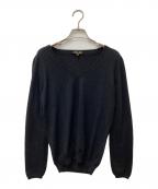 DRAWERドゥロワー）の古着「カシミヤVネックニット」｜ブラック