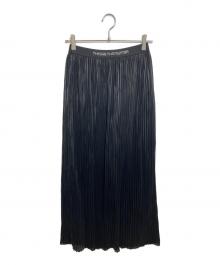 THINGS THAT MATTER（シングスザットマター）の古着「FOIL SATIN PLEATS NARROW SKIRT」｜ブラック