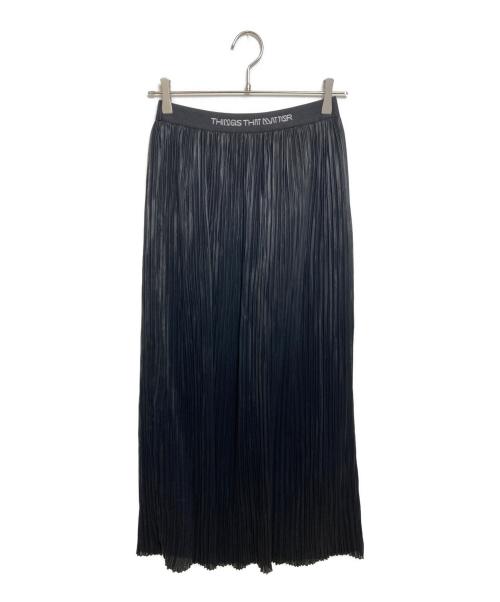 THINGS THAT MATTER（シングスザットマター）THINGS THAT MATTER (シングスザットマター) FOIL SATIN PLEATS NARROW SKIRT ブラック サイズ:１の古着・服飾アイテム