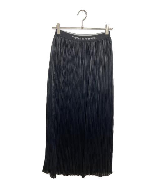 THINGS THAT MATTER（シングスザットマター）THINGS THAT MATTER (シングスザットマター) FOIL SATIN PLEATS NARROW SKIRT ブラック サイズ:１の古着・服飾アイテム