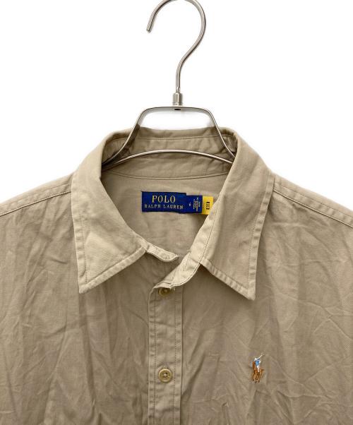 POLO RALPH LAUREN（ポロ・ラルフローレン）POLO RALPH LAUREN (ポロ・ラルフローレン) ポニー刺繍ベルト付きシャツワンピース ベージュ サイズ:6の古着・服飾アイテム