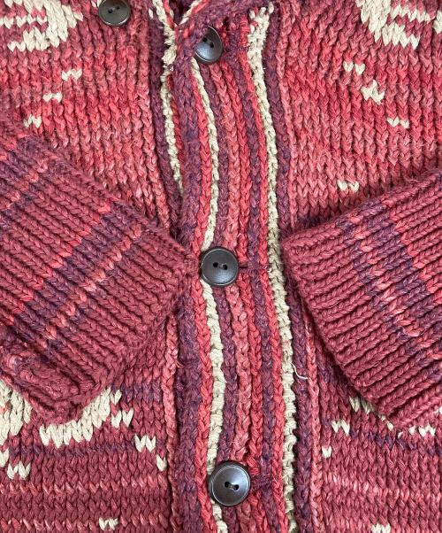 RRL（ダブルアールエル）RRL (ダブルアールエル) カウンチンニットカーディガン レッド サイズ:Lの古着・服飾アイテム