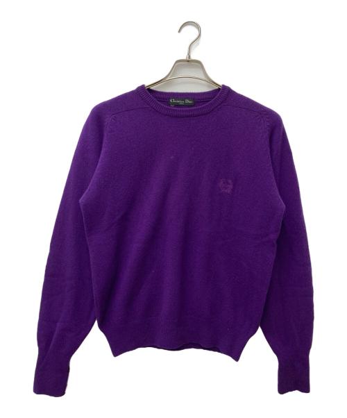 Christian Dior Sports（クリスチャン ディオールスポーツ）Christian Dior Sports (クリスチャン ディオールスポーツ) 刺繍ウールニット パープル サイズ:Mの古着・服飾アイテム