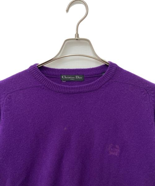 Christian Dior Sports（クリスチャン ディオールスポーツ）Christian Dior Sports (クリスチャン ディオールスポーツ) 刺繍ウールニット パープル サイズ:Mの古着・服飾アイテム