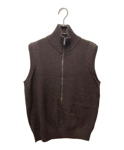 ZEGNA（ゼニア）ZEGNA (ゼニア) ハーフジップノースリーブニット D-TK-6297 ブラウン サイズ:2の古着・服飾アイテム