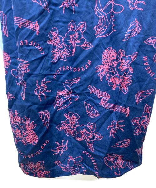Hysteric Glamour（ヒステリックグラマー）Hysteric Glamour (ヒステリックグラマー) LUCIFER ISLAND総柄 5分袖オープンカラーワンピース ネイビー サイズ:Freeの古着・服飾アイテム