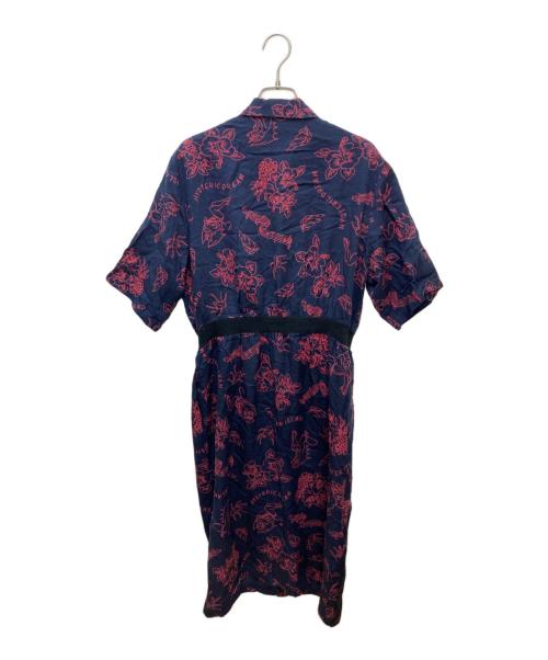 Hysteric Glamour（ヒステリックグラマー）Hysteric Glamour (ヒステリックグラマー) LUCIFER ISLAND総柄 5分袖オープンカラーワンピース ネイビー サイズ:Freeの古着・服飾アイテム