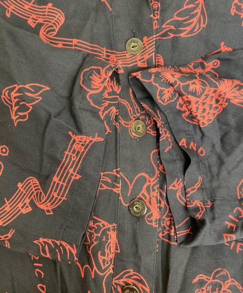 Hysteric Glamour（ヒステリックグラマー）Hysteric Glamour (ヒステリックグラマー) LUCIFER ISLAND総柄 5分袖オープンカラーワンピース ネイビー サイズ:Freeの古着・服飾アイテム