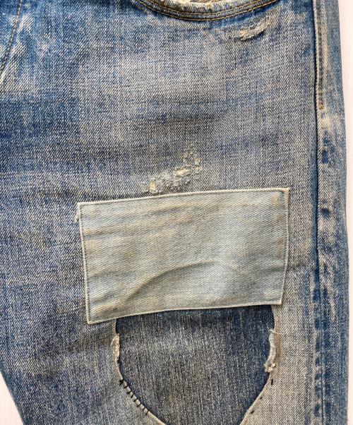 Denham（デンハム）Denham (デンハム) ダメージ加工パッチワークデニムパンツ スカイブルー サイズ:73.5cm (W29)の古着・服飾アイテム
