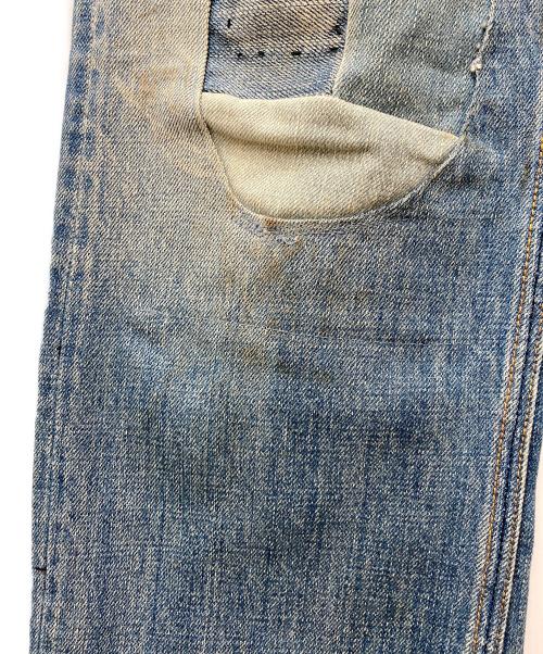 Denham（デンハム）Denham (デンハム) ダメージ加工パッチワークデニムパンツ スカイブルー サイズ:73.5cm (W29)の古着・服飾アイテム