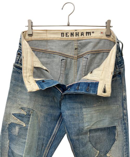 Denham（デンハム）Denham (デンハム) ダメージ加工パッチワークデニムパンツ スカイブルー サイズ:73.5cm (W29)の古着・服飾アイテム