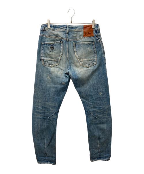 Denham（デンハム）Denham (デンハム) ダメージ加工パッチワークデニムパンツ スカイブルー サイズ:73.5cm (W29)の古着・服飾アイテム