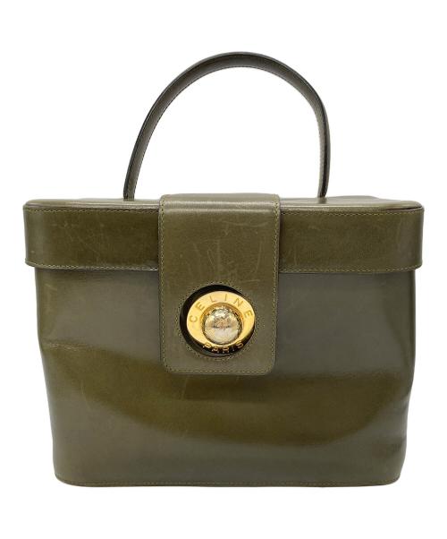 CELINE（セリーヌ）CELINE (セリーヌ) レザーバニティバッグ グリーンの古着・服飾アイテム