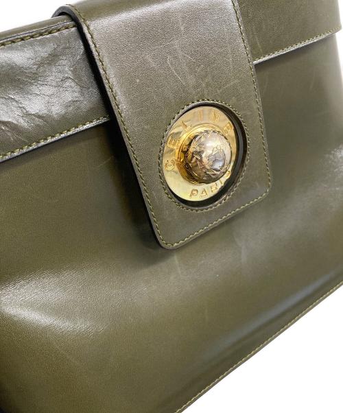 CELINE（セリーヌ）CELINE (セリーヌ) レザーバニティバッグ グリーンの古着・服飾アイテム