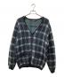 BEAMS（ビームス）の古着「9ゲージ モヘヤ ジャカード チェック カーディガン」｜ブラック×グリーン