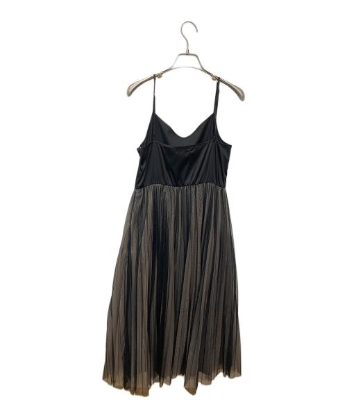 FRAY ID（フレイ アイディー）FRAY ID (フレイ アイディー) チュールプリーツスカートコンビリブニットワンピ ブラックの古着・服飾アイテム