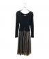 FRAY ID（フレイ アイディー）の古着「チュールプリーツスカートコンビリブニットワンピ」｜ブラック